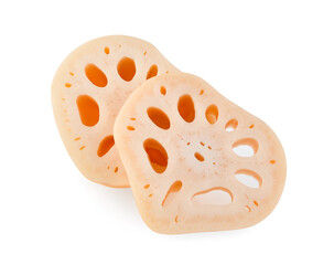 Lotus root isolated on white background.