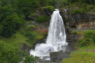 big mountain waterfall close-up