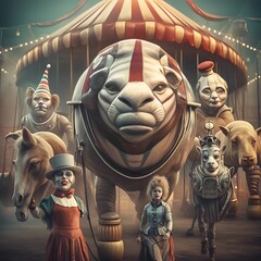 photo of a circus poster with animals in it, generative AI