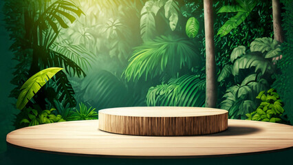 Wooden Podium in a Tropical Forest