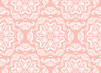 Orient vector classic pattern. Seamless abstract pink and white background with vintage elements. Orient pattern. Ornament for wallpapers and packaging - 641604230