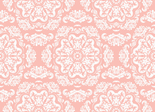 Orient vector classic pattern. Seamless abstract pink and white background with vintage elements. Orient pattern. Ornament for wallpapers and packaging