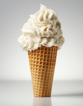 Vanilla ice cream cone on the table isolated on plain background