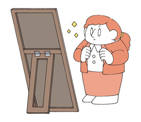 身だしなみを整える人