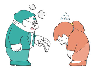 上司から叱られている人の様子