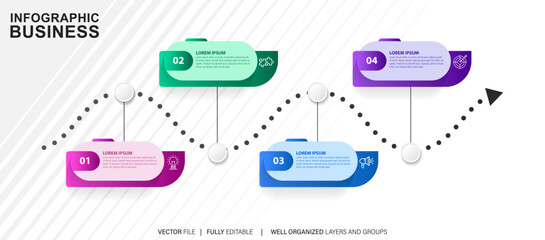 infographic template with 4 steps or options. Vector
