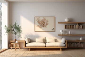 Fototapeta na wymiar living room interior with sofa , for mockup, Generative AI