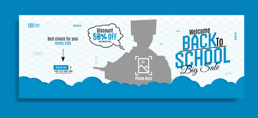 Back to school business horizontal banner template design