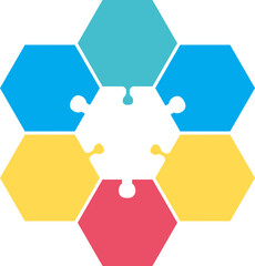 hexagonal infographic jigsaw Flat diagram