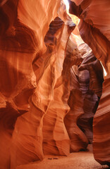 Years of water erosion through sand and limestone produce amazing and beautiful slot canyons in the...