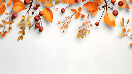 Autumn background with dried flowers, leaves and berries. Top view. halloween and thanksgiving concept