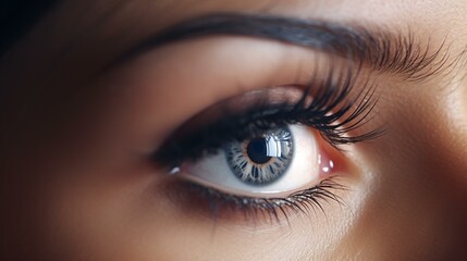 Obraz premium A woman's eye with long lashes in close-up