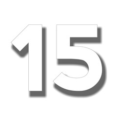 3d number 15 fifteen sign symbol on transparent background 