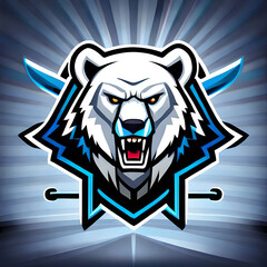 Bear head e sport mascot logo design