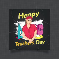 happy teacher day greeting social media post banner