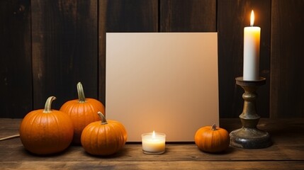 Festive Halloween Workspace with Blank Paper Mockup.