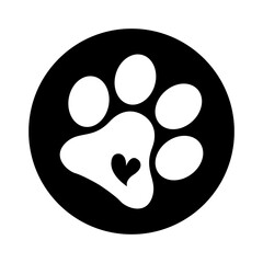 Fototapeta premium Heart paw icon vector. Dog paw illustration sign. love dog symbol.