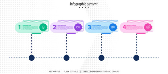 Process of circle infographic with 4 steps. Steps business timeline process infographic template
