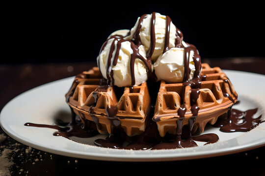 Brownie Batter Waffle, chocolaty indulgence on a plate