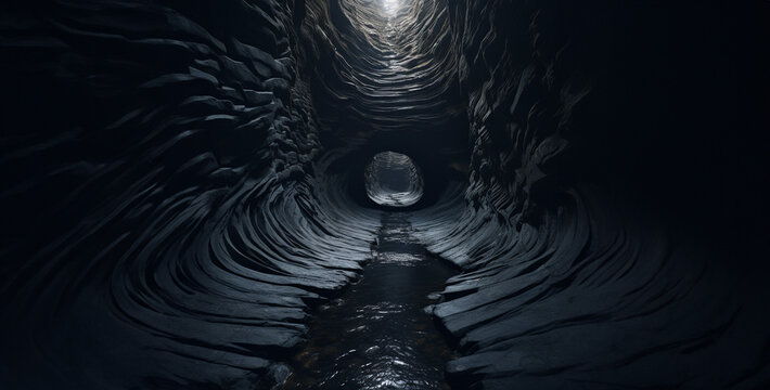 a dark cave with winding path that splits into hd wallpaper