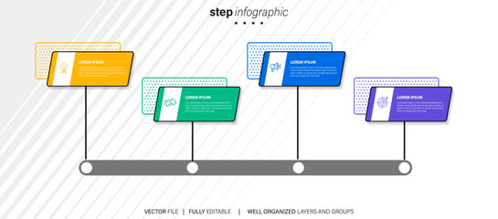 Infographic template. Abstract tree with circles and 4 steps
