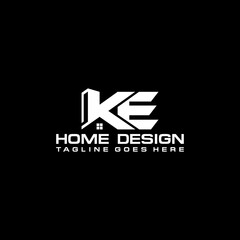 K E initial home real estate and apartment logo vector design - obrazy, fototapety, plakaty