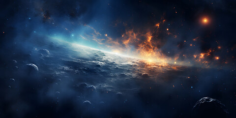 Fototapeta premium Colorful space galaxy cloud nebula. Stary night cosmos. Universe science astronomy. Supernova background wallpaper