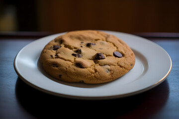 Chocolate Chip Cookie, chewy delight on a plate