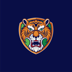 simple tiger head logo for emblem or icon