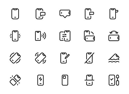 Mobile Phone Functions and Settings line icons. Smartphone technology vector linear icon set. Editable Stroke. and Suitable for Web Page, Mobile App, UI kit, UX design. vector illustration