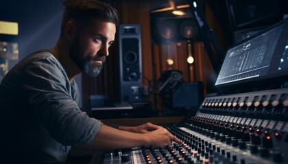 A man operating a mixing console