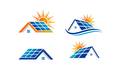 Vector set of sun solar energy logo icon vector template