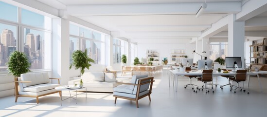modern white interior workspace open plan clean clear cosy space for working office desigh ideas...