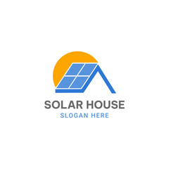 SOLAR HOME LOGO ICON CONCEPT. SOLAR HOUSE LOGO VECTOR ILLUSTRATION