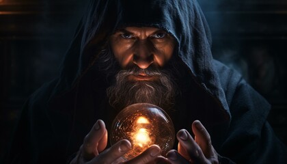 A wizard holding a crystal ball