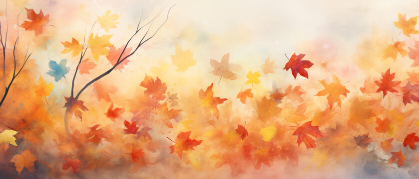 Watercolor abstract art background autumn