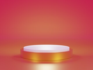  podium 3D on a red background