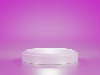 podium 3d on background pink color