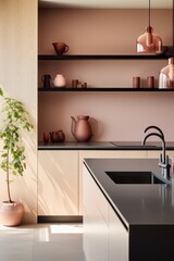 Modern Minimalistic Designer Kitchen with Pastel Splashback.