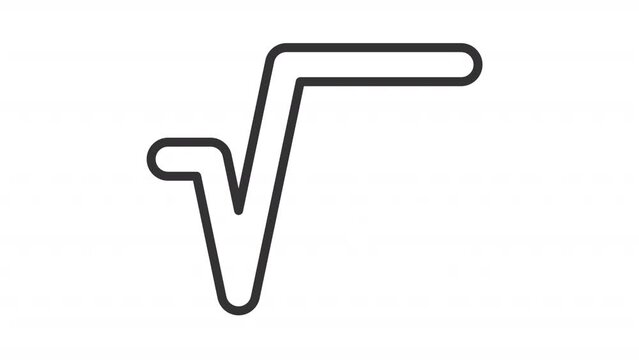 Square root animated icon. Maths equation line animation. Mathematics formula. Problem solving. Algebra class. Black illustration on white background. HD video with alpha channel. Motion graphic