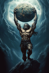 Atlas God. Mythical image