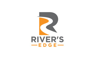 Initial R River Creative Logo Design Template, Simple Initial R logo template vector, letter R logo with a combination of water waves