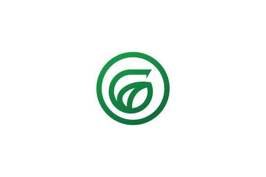 G and eco logo design concept green color
