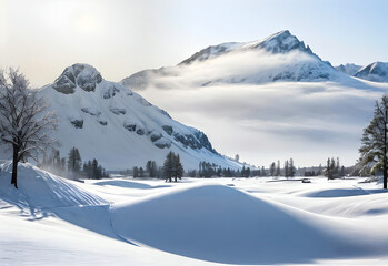 Fototapeta na wymiar winter landscape with snowy mountain ai generated