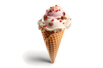 Transparent Background PNG File of Ice Cream Scoop on Waffle Cone: Assorted Flavors Mockup Template for Artwork Design.