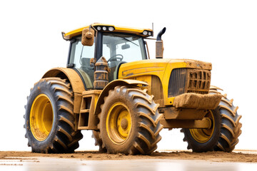 Obraz premium Big yellow agricultural tractor isolated on white