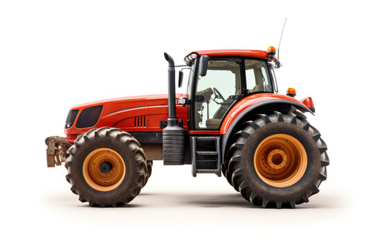 Fototapeta Red farm tractor isolated on white