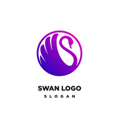 Obraz premium Swan icon logo vector template