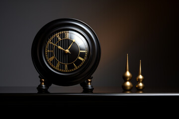 Vintage  clock product present on black background