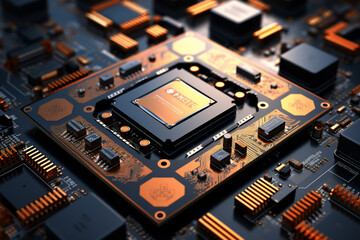 Fototapeta na wymiar Close up photo of electronic circuit board